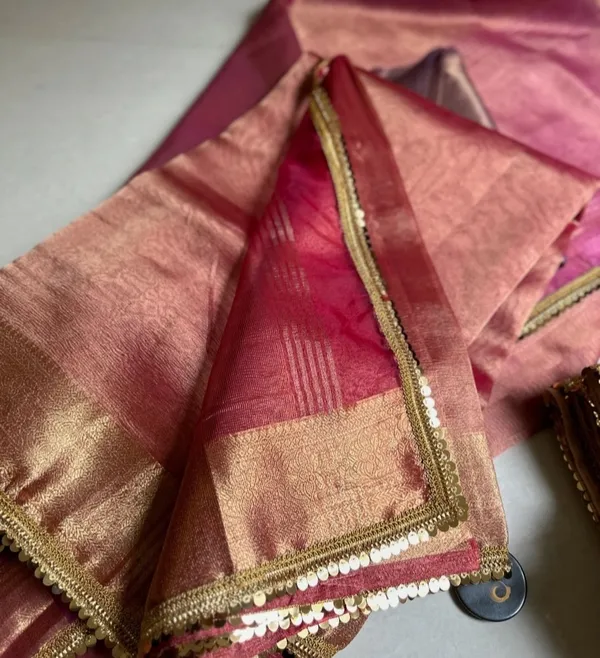 Banarasi_Strawberry_Red_Jahnvi_Kapoor_Inspired_Tissue_Silk_Shimmer_Saree_With_Sequence_Lace_With_Unstitched_Blouse_Piece