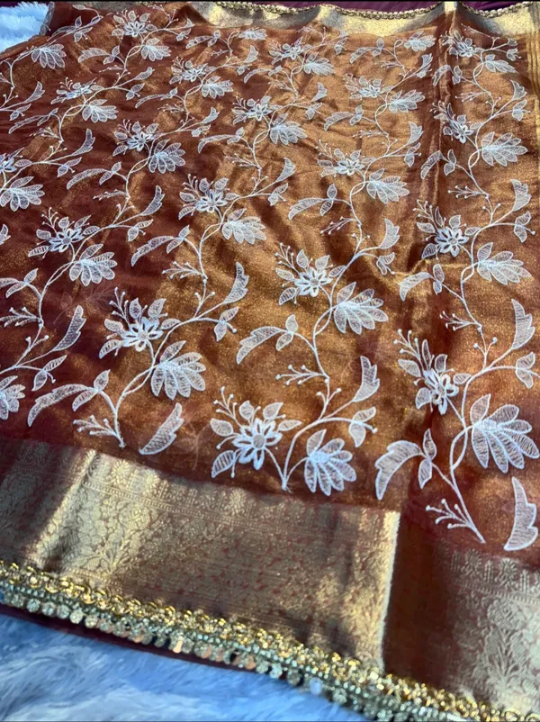 Organza_Shimmer_Silk_Chikankari_Embroidery_Saree_With_Designer_Lace