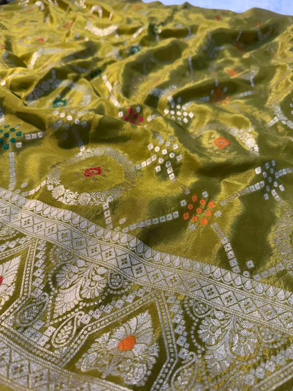 Dusty_Mustard_Pure_Viscose_Chinon_Silk_Bandhani_Saree_With_Unstitched_Blouse_Piece