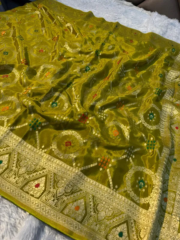 Dusty_Mustard_Pure_Viscose_Chinon_Silk_Bandhani_Saree_With_Unstitched_Blouse_Piece