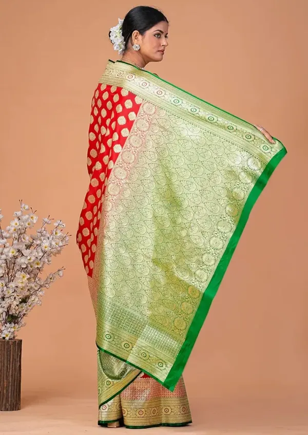 Red_Banarasi_Semi_Katan_Silk_Patli_Design_Saree_With_Unstitched_Blouse_Piece