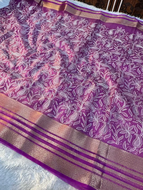 Never_Seen_Before_Organza_Shimmer_Silk_Chikankari_Saree