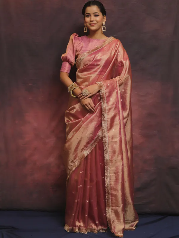 Banarasi_Tissue_Silk_Saree_With_Zari_Booti_Work_And_Lace