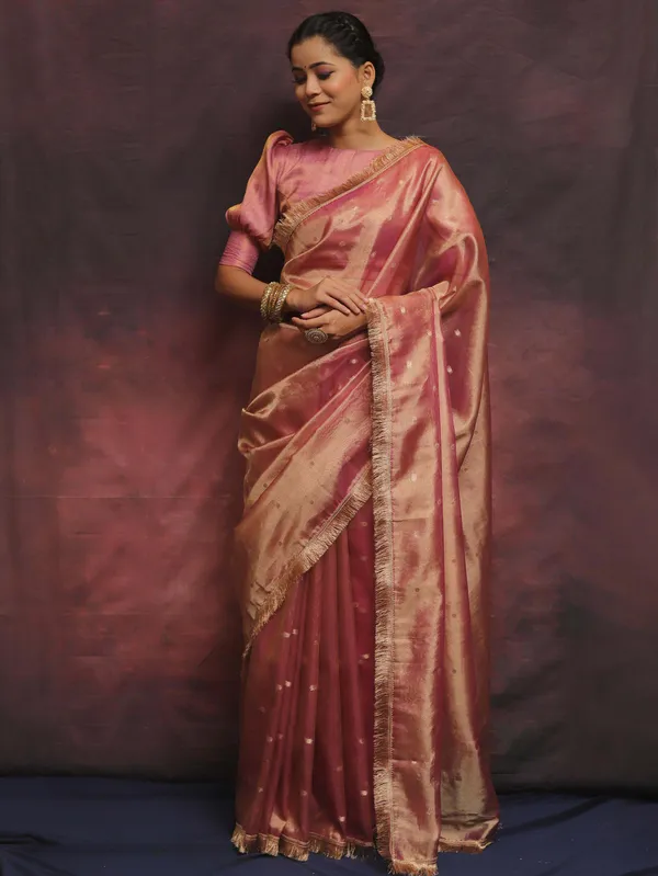 Banarasi_Tissue_Silk_Saree_With_Zari_Booti_Work_And_Lace