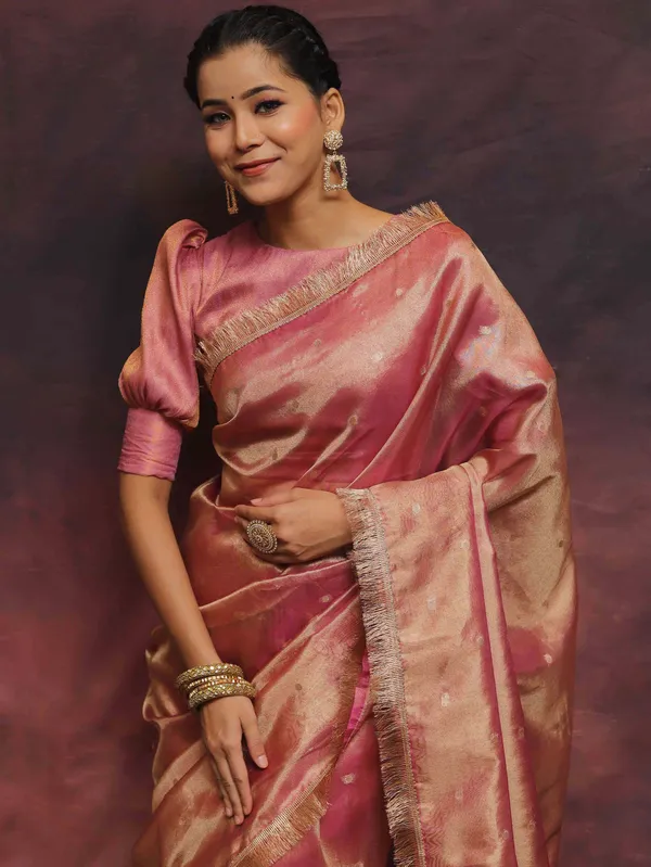 Banarasi_Tissue_Silk_Saree_With_Zari_Booti_Work_And_Lace