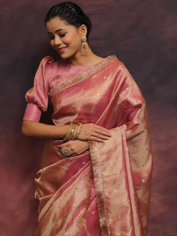 Banarasi_Tissue_Silk_Saree_With_Zari_Booti_Work_And_Lace