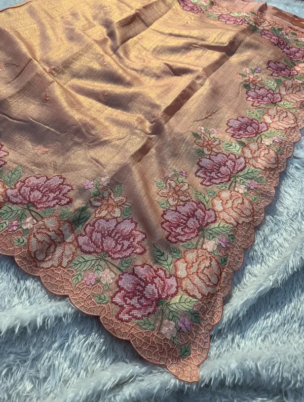 Banarasi_Tissue_Silk_Saree_With_Resham_Embroidery_Work_And_Scalloped_Border_With_Unstitched_Blouse_Piece