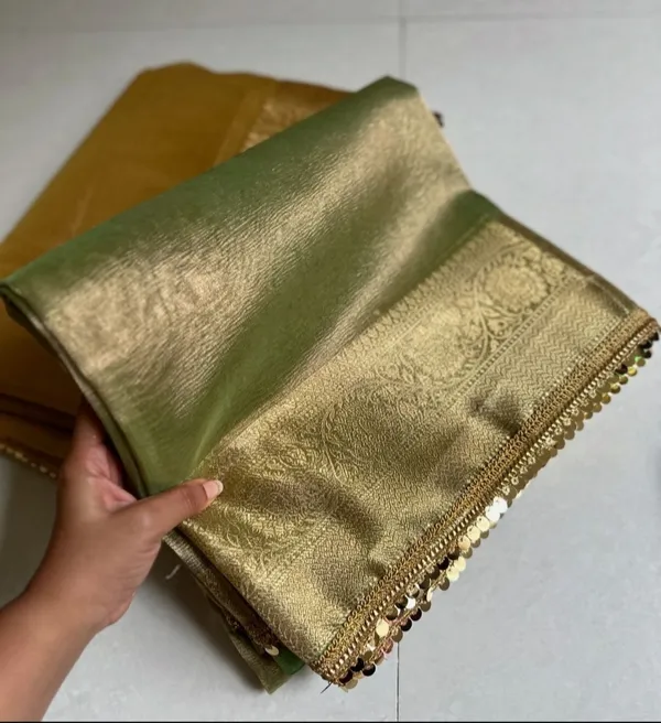 Banarasi_Mehendi_Jahnvi_Kapoor_Inspired_Tissue_Silk_Shimmer_Saree_With_Sequence_Lace_With_Unstitched_Blouse_Piece