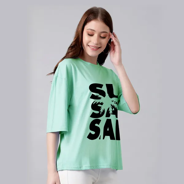 Green_Cotton_Blend_Printed_Round_Neck_Half_Sleeve_Oversized_&_Regular_&_Comfort_Fit_T-Shirt_For_Women