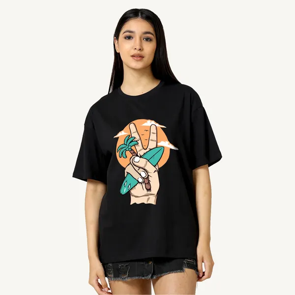 Black_Cotton_Blend_Printed_Round_Neck_Half_Sleeve_Oversized_T-Shirt_For_Women