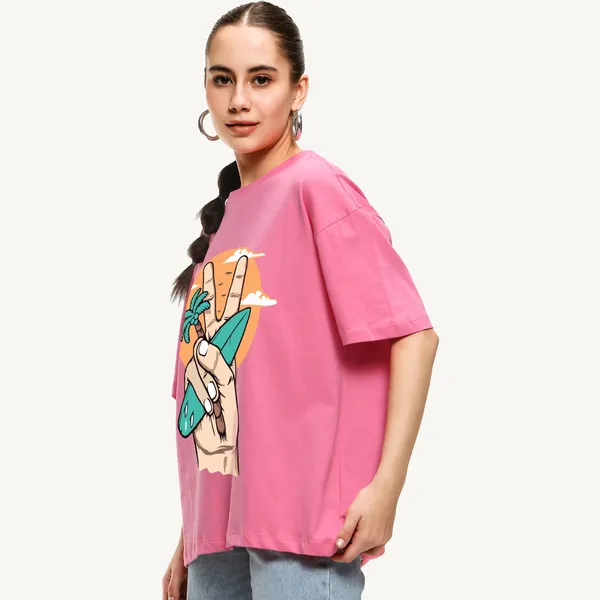 Pink_Cotton_Blend_Printed_Round_Neck_Half_Sleeve_Oversized_T-Shirt_For_Women