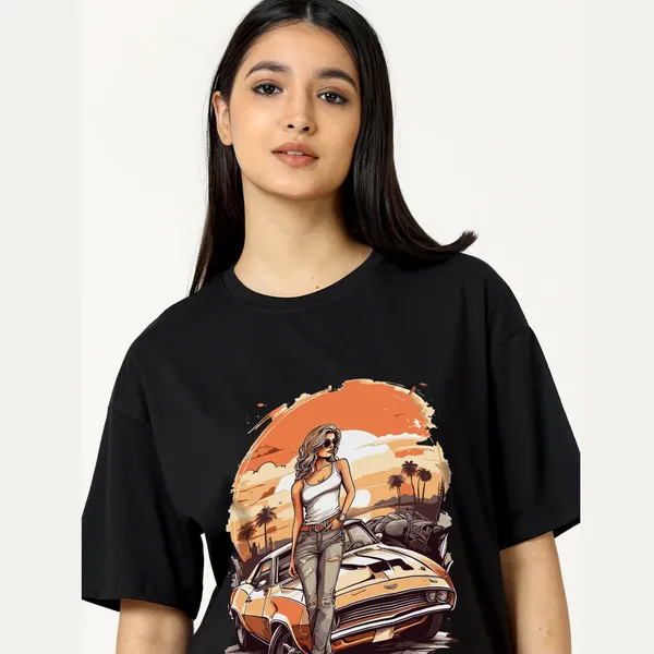 Black_Cotton_Blend_Printed_Round_Neck_Half_Sleeve_Comfort_Fit_&_Oversized_&_Regular_T-Shirt_For_Women