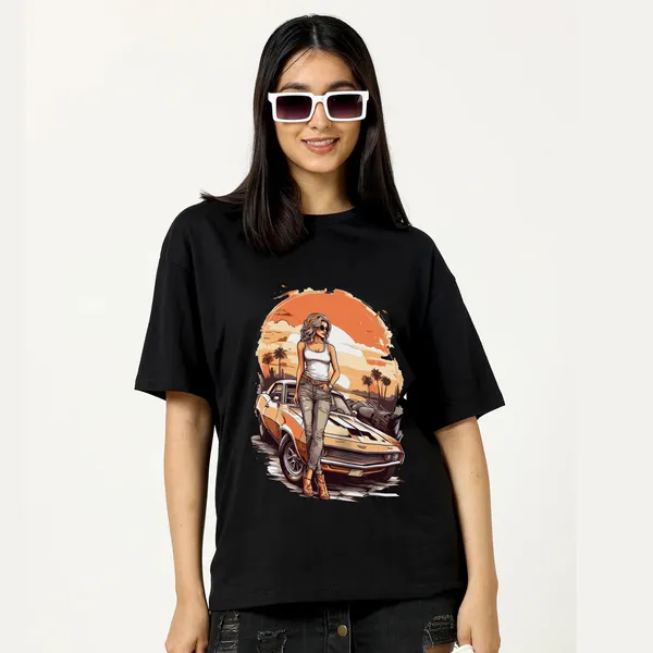 Black_Cotton_Blend_Printed_Round_Neck_Half_Sleeve_Comfort_Fit_&_Oversized_&_Regular_T-Shirt_For_Women