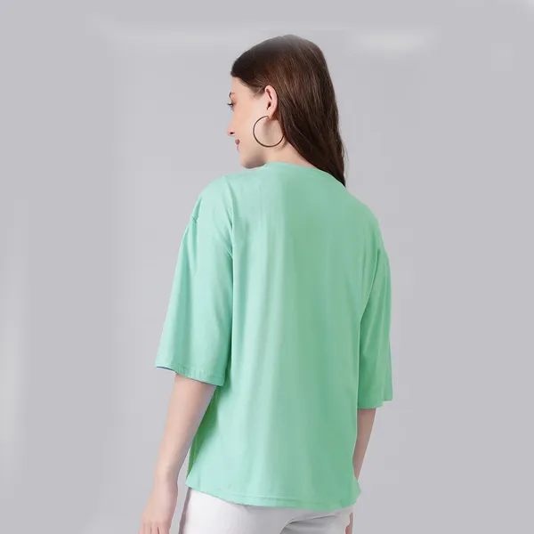 Green_Cotton_Blend_Printed_Round_Neck_Half_Sleeve_Comfort_Fit_&_Oversized_&_Regular_T-Shirt_For_Women