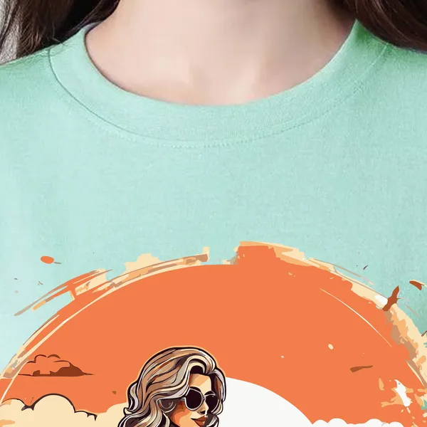 Green_Cotton_Blend_Printed_Round_Neck_Half_Sleeve_Comfort_Fit_&_Oversized_&_Regular_T-Shirt_For_Women