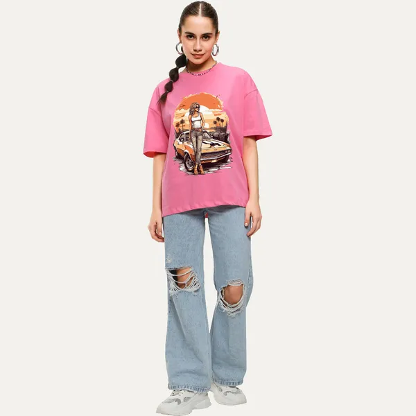 Pink_Cotton_Blend_Printed_Round_Neck_Half_Sleeve_Comfort_Fit_&_Oversized_&_Regular_T-Shirt_For_Women