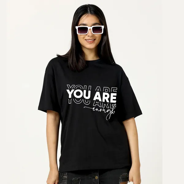 Black_Cotton_Blend_Printed_Round_Neck_Half_Sleeve_Oversized_T-Shirt_For_Women