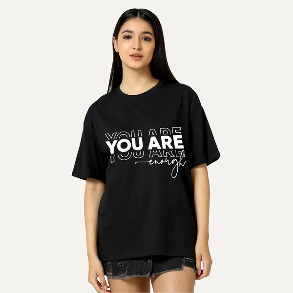 Black_Cotton_Blend_Printed_Round_Neck_Half_Sleeve_Oversized_T-Shirt_For_Women