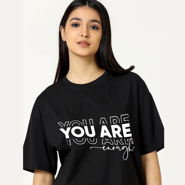 Black_Cotton_Blend_Printed_Round_Neck_Half_Sleeve_Oversized_T-Shirt_For_Women