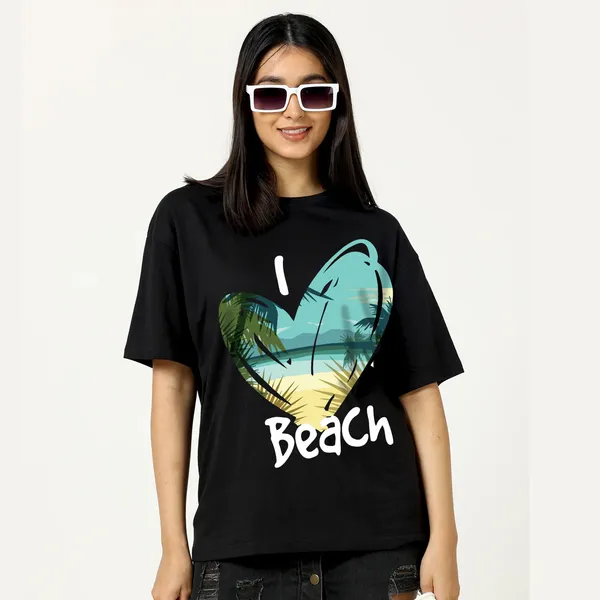 Black_Cotton_Blend_Printed_Round_Neck_Half_Sleeve_Oversized_T-Shirt_For_Women