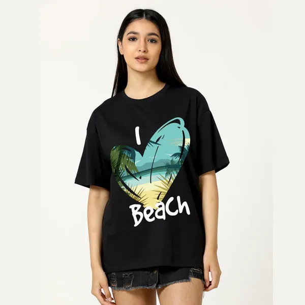 Black_Cotton_Blend_Printed_Round_Neck_Half_Sleeve_Oversized_T-Shirt_For_Women