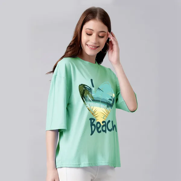 Green_Cotton_Blend_Printed_Round_Neck_Half_Sleeve_Oversized_T-Shirt_For_Women