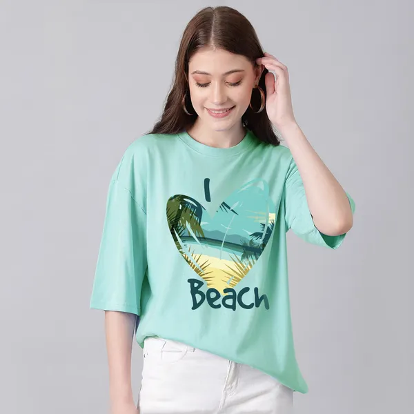 Green_Cotton_Blend_Printed_Round_Neck_Half_Sleeve_Oversized_T-Shirt_For_Women