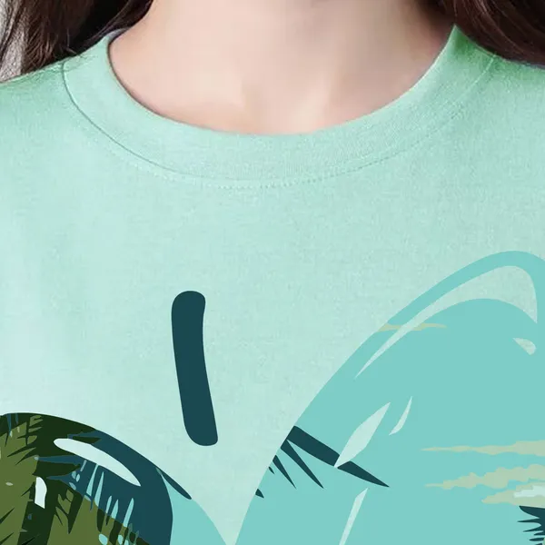 Green_Cotton_Blend_Printed_Round_Neck_Half_Sleeve_Oversized_T-Shirt_For_Women
