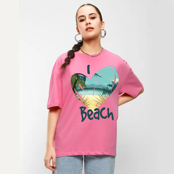 Pink_Cotton_Blend_Printed_Round_Neck_Half_Sleeve_Oversized_T-Shirt_For_Women