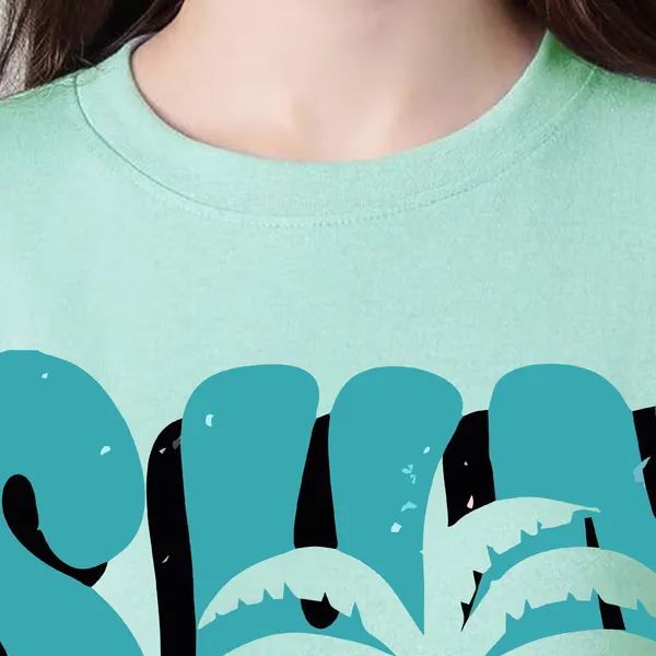 Green_Cotton_Blend_Printed_Round_Neck_Half_Sleeve_Oversized_T-Shirt_For_Women