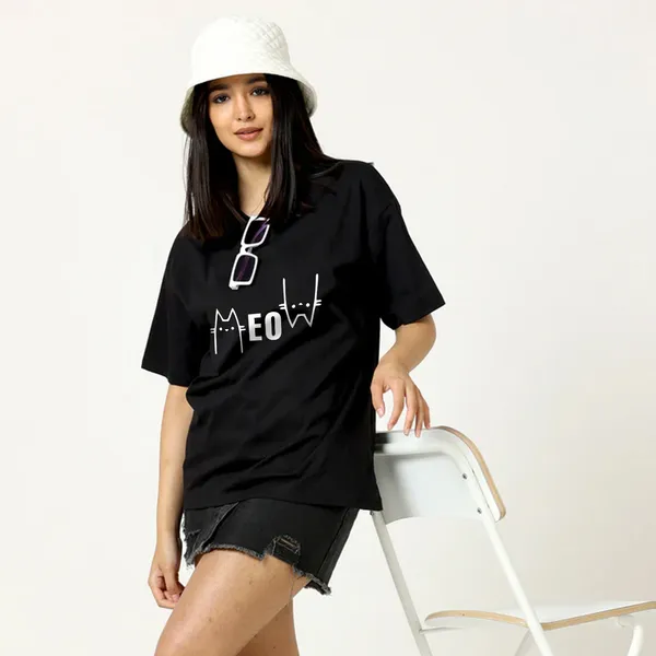 Black_Cotton_Blend_Printed_Round_Neck_Half_Sleeve_Oversized_T-Shirt_For_Women