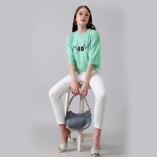 Green_Cotton_Blend_Printed_Round_Neck_Half_Sleeve_Oversized_T-Shirt_For_Women