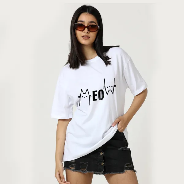 White_Cotton_Blend_Printed_Round_Neck_Half_Sleeve_Oversized_T-Shirt_For_Women