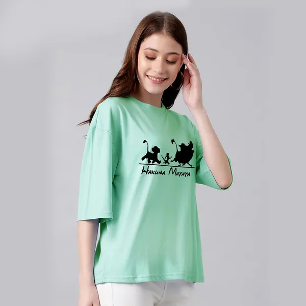 Green_Cotton_Blend_Printed_Round_Neck_Half_Sleeve_Oversized_T-Shirt_For_Women