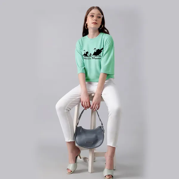 Green_Cotton_Blend_Printed_Round_Neck_Half_Sleeve_Oversized_T-Shirt_For_Women