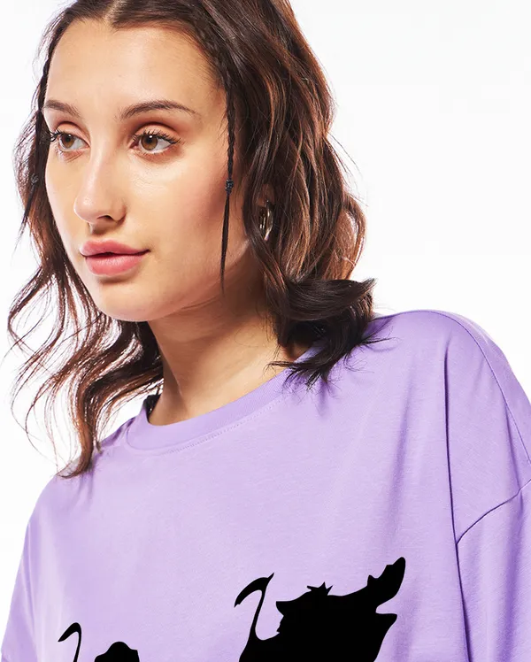 Purple_Cotton_Blend_Printed_Round_Neck_Half_Sleeve_Oversized_T-Shirt_For_Women