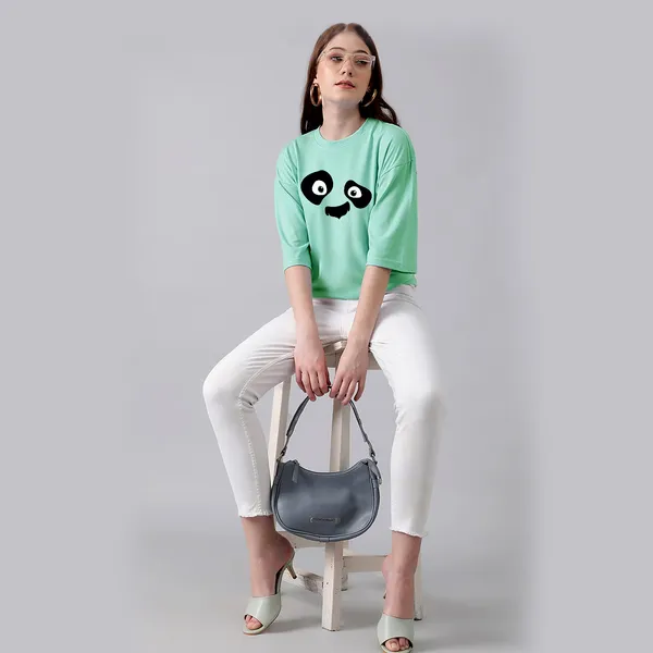 Green_Cotton_Blend_Printed_Round_Neck_Half_Sleeve_Oversized_T-Shirt_For_Women