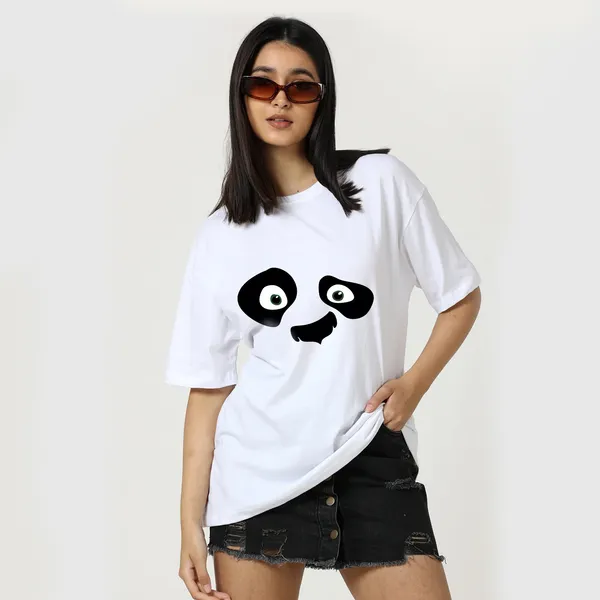 White_Cotton_Blend_Printed_Round_Neck_Half_Sleeve_Oversized_T-Shirt_For_Women