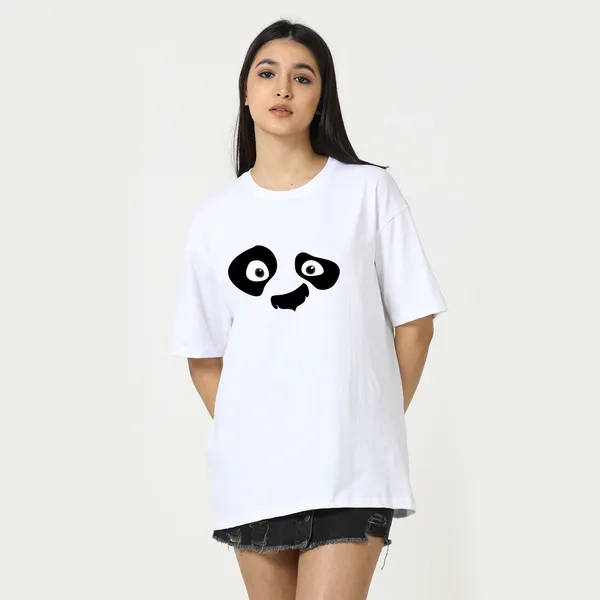 White_Cotton_Blend_Printed_Round_Neck_Half_Sleeve_Oversized_T-Shirt_For_Women
