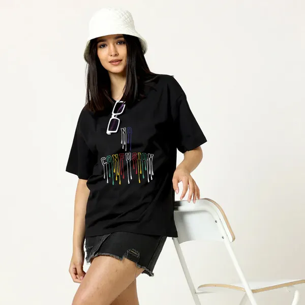 Black_Cotton_Blend_Printed_Round_Neck_Half_Sleeve_Regular_T-Shirt_For_Women