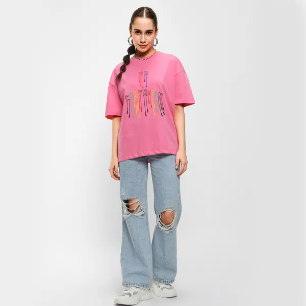 Pink_Cotton_Blend_Printed_Round_Neck_Half_Sleeve_Oversized_T-Shirt_For_Women