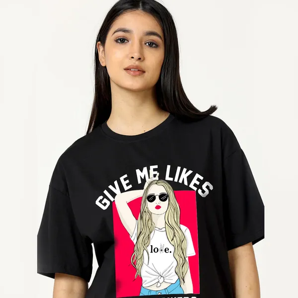 Black_Cotton_Blend_Printed_Round_Neck_Half_Sleeve_Oversized_T-Shirt_For_Women