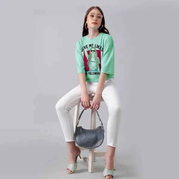 Green_Cotton_Blend_Printed_Round_Neck_Half_Sleeve_Oversized_T-Shirt_For_Women