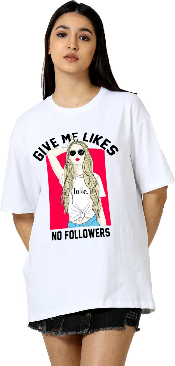White_Cotton_Blend_Printed_Round_Neck_Half_Sleeve_Oversized_T-Shirt_For_Women