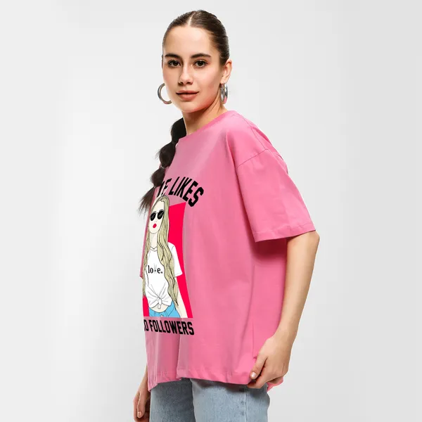 Pink_Cotton_Blend_Printed_Round_Neck_Half_Sleeve_Oversized_T-Shirt_For_Women
