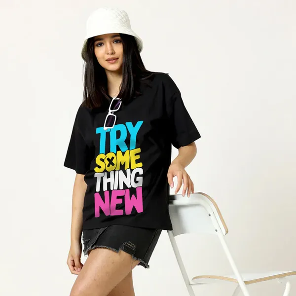 Black_Cotton_Blend_Printed_Round_Neck_Half_Sleeve_Oversized_T-Shirt_For_Women