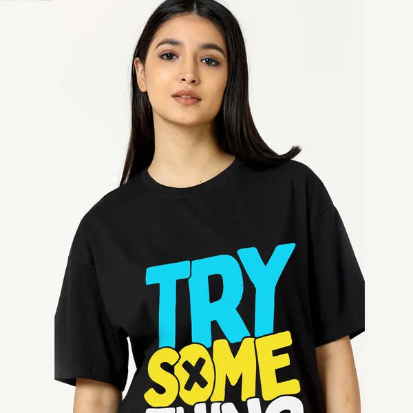 Black_Cotton_Blend_Printed_Round_Neck_Half_Sleeve_Oversized_T-Shirt_For_Women