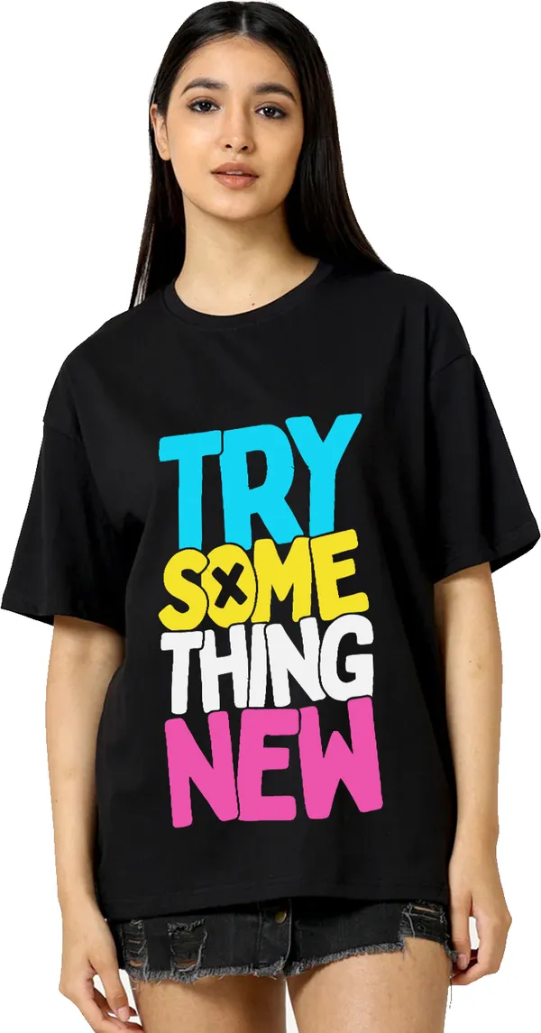 Black_Cotton_Blend_Printed_Round_Neck_Half_Sleeve_Oversized_T-Shirt_For_Women