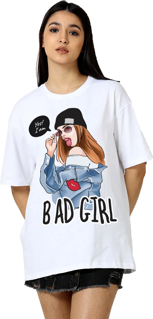 White_Cotton_Blend_Printed_Round_Neck_Half_Sleeve_Oversized_T-Shirt_For_Women