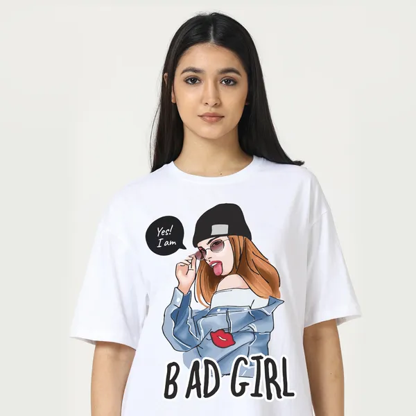 White_Cotton_Blend_Printed_Round_Neck_Half_Sleeve_Oversized_T-Shirt_For_Women